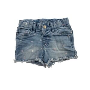 Cat‎ & Jack Girls Denim Jean Shorts Hearts Frayed Hem Size 3T Girl
